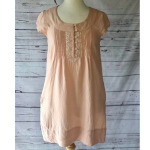Anthropologie Maeve Pink Linen Shift Dress